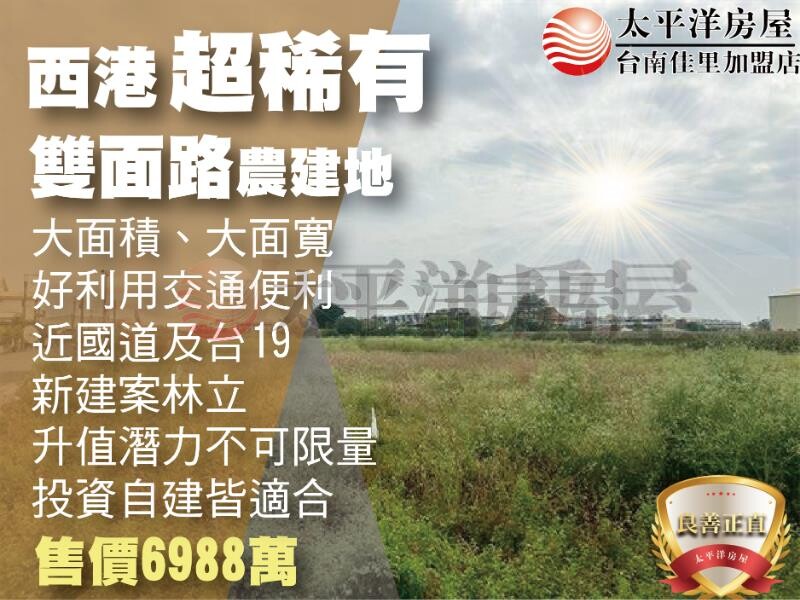 西港稀有雙面路農建地